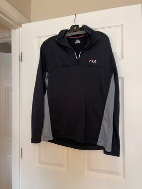 FILA Men’s Black and Gray Performance Quarter-Zip Jacket